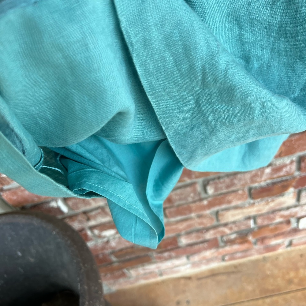 Boden teal Midi linen dress with Blue accents size 8 - Picture 6 of 8